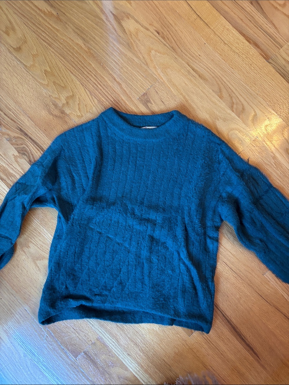 SO Teal Cable Crewneck Sweater